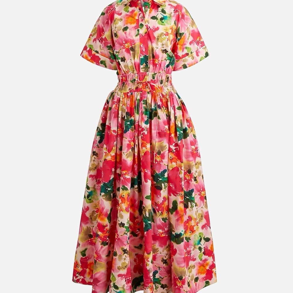 J. Crew Vibrant Floral Dress in Pink and Green